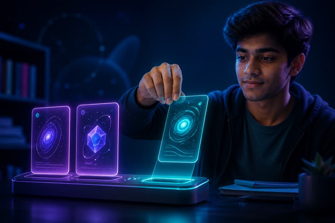 Student docking one extra glowing course card next to two already-active slots
